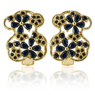 Pozlačeni uhani s črnimi cirkoni