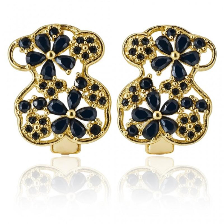 Pozlačeni uhani s črnimi cirkoni