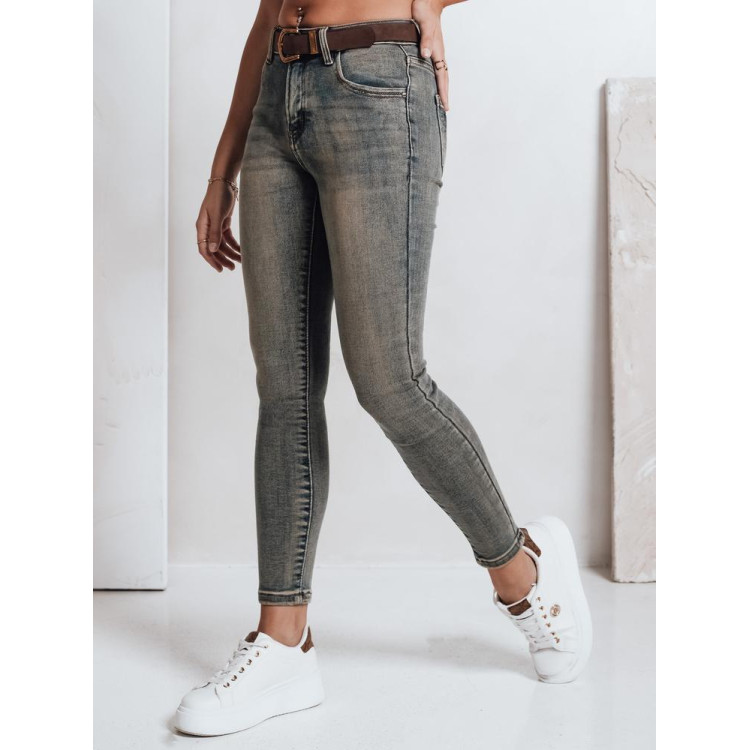 Ženske modre ozke kavbojke s pasom UY2810