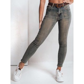 Ženske modre ozke kavbojke s pasom UY2810