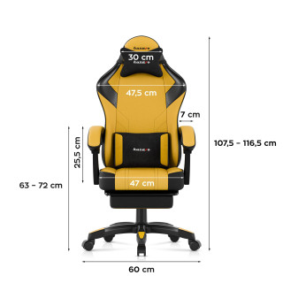 Rumen igralni stol Huzaro FORCE 3.7 YELLOW z naslonom za noge