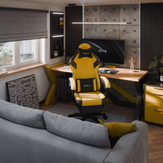 Rumen igralni stol Huzaro FORCE 3.7 YELLOW z naslonom za noge