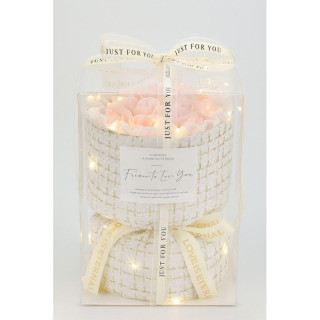 Šopek dišečih milnih rož v škatli z LED osvetlitvijo