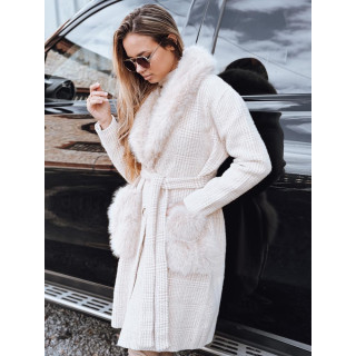 Bež ženski plašč s krznom TY5278