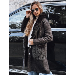 Ženski rjav plašč s krznom TY5229