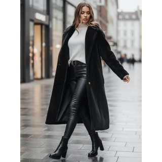 Črn dolg ženski krzneni plašč NY0760z