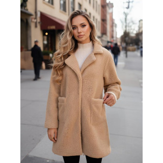 Ženski krzneni plašč v bež barvi NY0757z