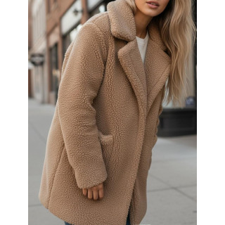 Ženski krzneni plašč v bež barvi NY0757z