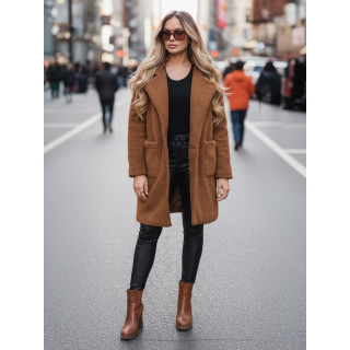 Ženski krzneni plašč v rjavi barvi NY0752z