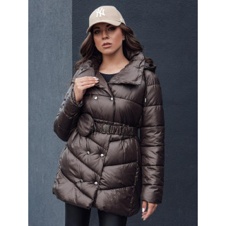 Zimska rjava ženska jakna s pasom TY4517
