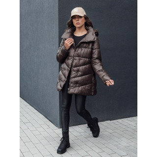 Zimska rjava ženska jakna s pasom TY4517