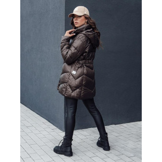 Zimska rjava ženska jakna s pasom TY4517