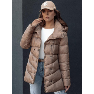 Ženska svetlo rjava zimska jakna s pasom TY4536