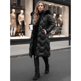 Ženska dolga zimska jakna črne barve TY4775z