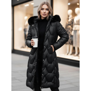 Ženska dolga zimska jakna črne barve TY4775z