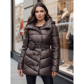 Zimska rjava ženska jakna s pasom TY4517z