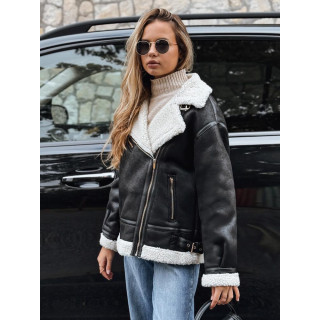 Črna ženska jakna s krznom TY5246