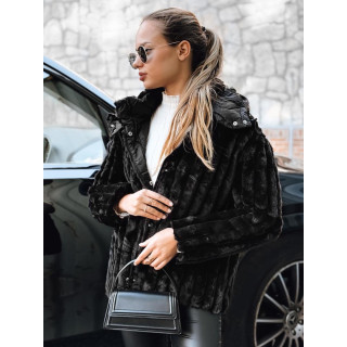 Črna ženska krznena jakna TY5276