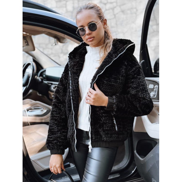 Črna ženska krznena jakna TY5271