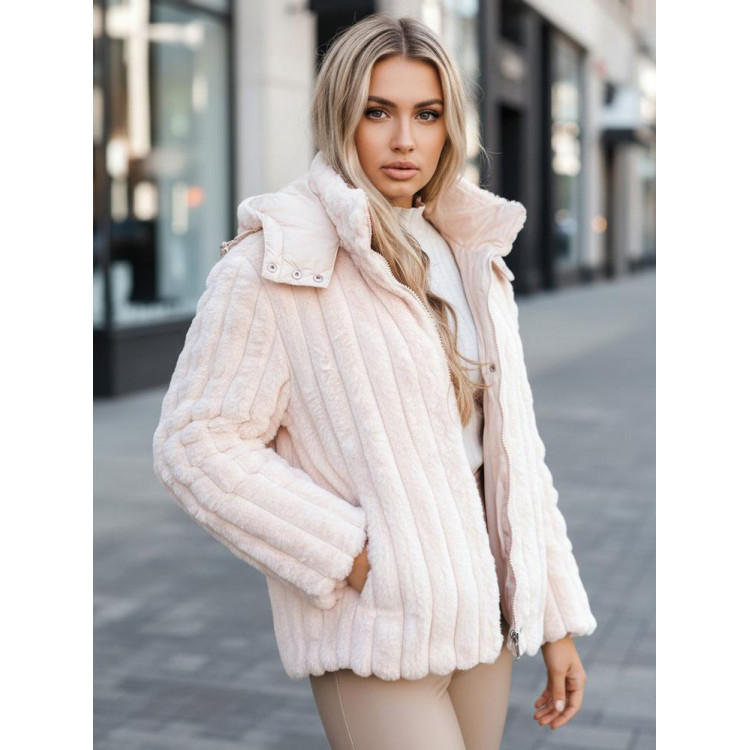 Ženska roza krznena jakna TY5277z