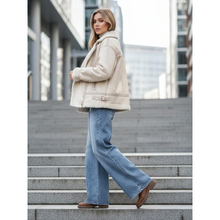 Ženska bež jakna s krznom TY5245z