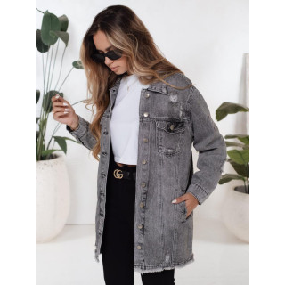 Dolga ženska jeans jakna sive barve TY5131