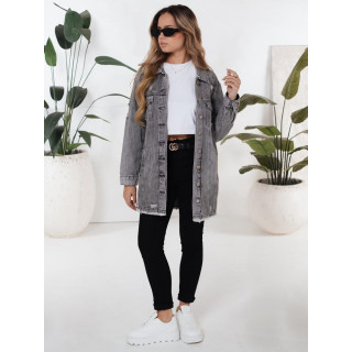 Dolga ženska jeans jakna sive barve TY5131