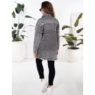Dolga ženska jeans jakna sive barve TY5131