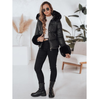 Kratka črna jakna s krznom TY5006