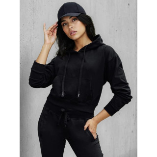 Črna ženska jopa s kapuco BY1535