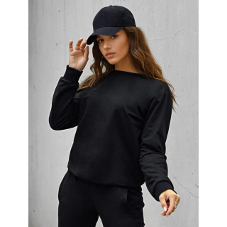 Klasična črna ženska jopa s kapuco BY1545