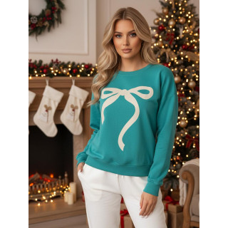 Ženska turkizna jopa z vzorcem pentlje BY1379z