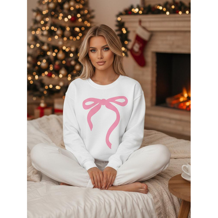 Ženska bela jopa s potiskom pentlje BY1358z