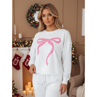 Ženska bela jopa s potiskom pentlje BY1358z