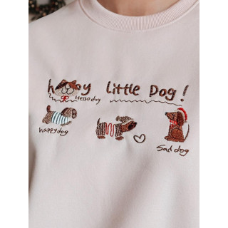 Roza ženska jopa z vezenimi jazbečarji BY1497z