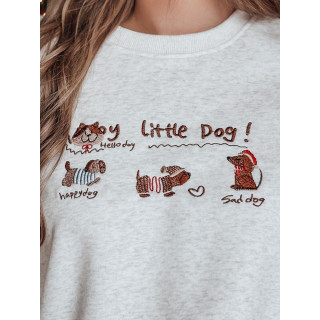 Ženska siva jopa z vezenimi jazbečarji BY1499z