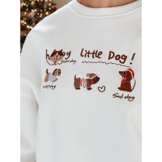 Ženska bela jopa z vezenimi jazbečarji BY1498z