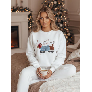 Ženska bela jopa z vezenjem psa BY1478z