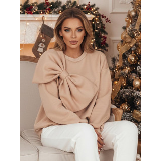 Ženska bež jopa z veliko pentljo BY1262z