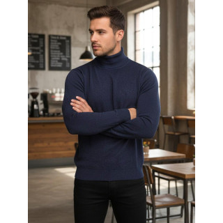 Temno moder moški pulover z ovratnikom WX2360