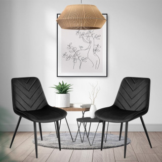 Stol iz črnega velurja s šivi PRINCE 3.0 BLACK