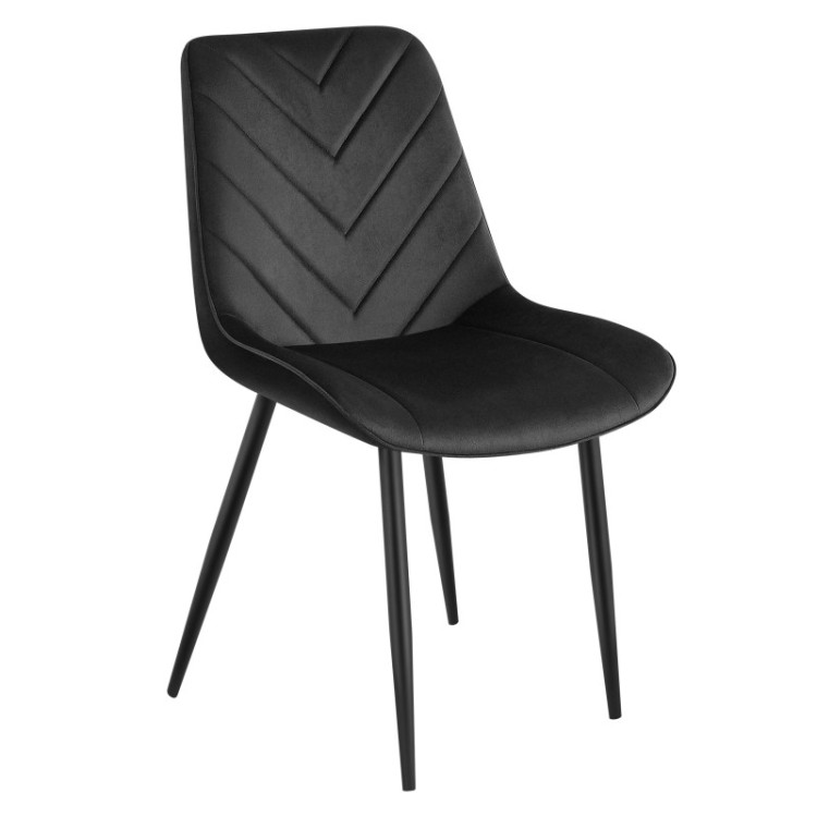 Stol iz črnega velurja s šivi PRINCE 3.0 BLACK