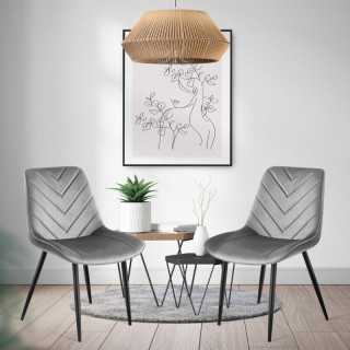 Siv velur stol s šivi PRINCE 3.0 GREY