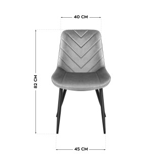 Siv velur stol s šivi PRINCE 3.0 GREY