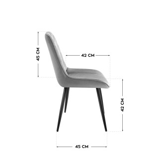 Siv velur stol s šivi PRINCE 3.0 GREY