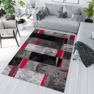 Moderna sivo-rdeča vzorčasta preproga