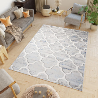 Modro-siva moderna vzorčasta preproga