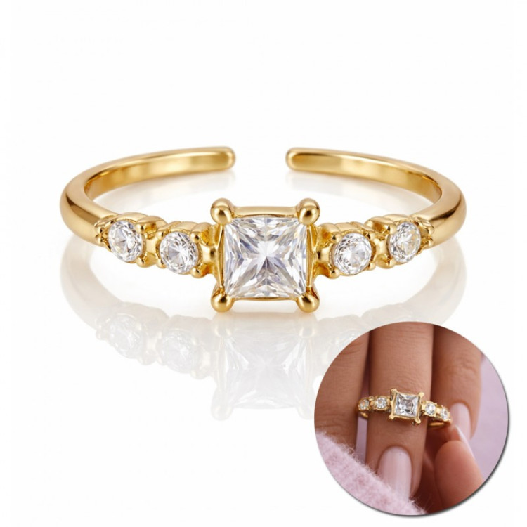 Ženski pozlačen prstan s cirkoni