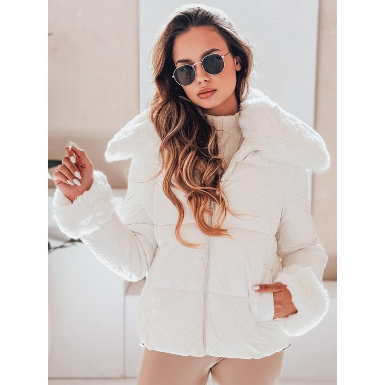 Bela ženska jakna s krznom TY5070
