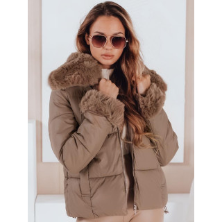 Ženska temno bež jakna s krznom TY5069